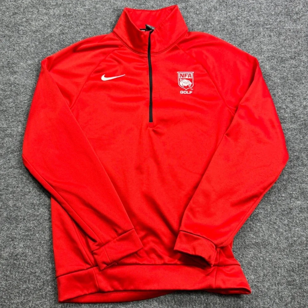 Nike Golf Sweatshirt Mens Small Red Dri-FIT Quarter Zip Pullover Jacket